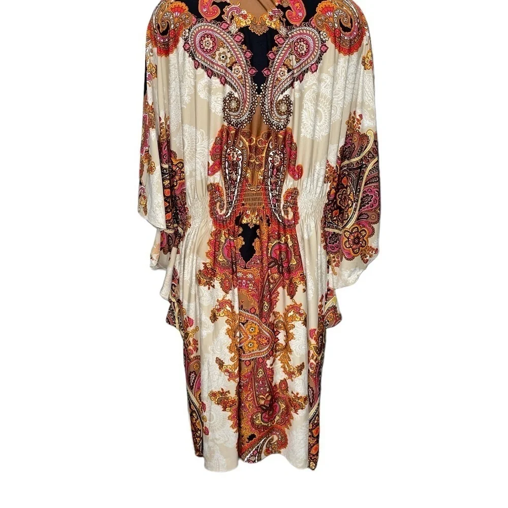 Dress Barn Women's Dress Size 22 Multi Color Pullover Elastic Waist Bohemian - Picture 5 of 7